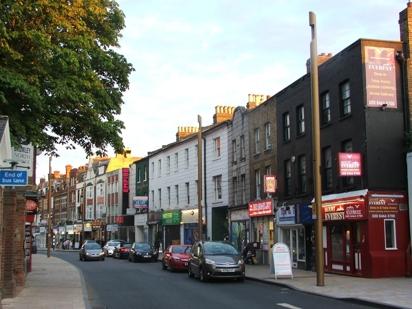 Bromley High Street towards Bromley North; the borough's cafes, takeaways and restaurants dominate July's inspection list