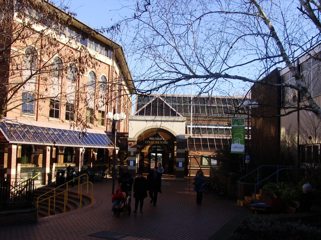 The entrance to Bromley Civic Centre, the council's headquarters on Stockwell Close
